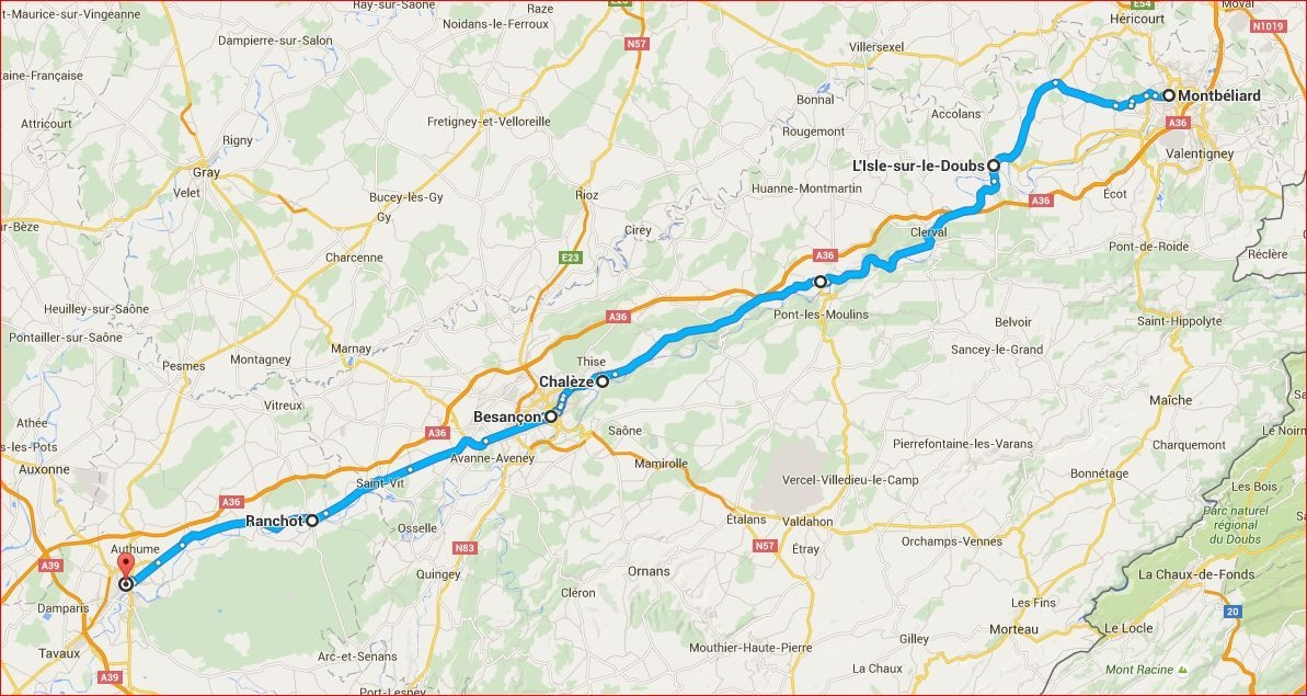 Wanderfahrt auf dem Doubs von Montbéliard nach Dole