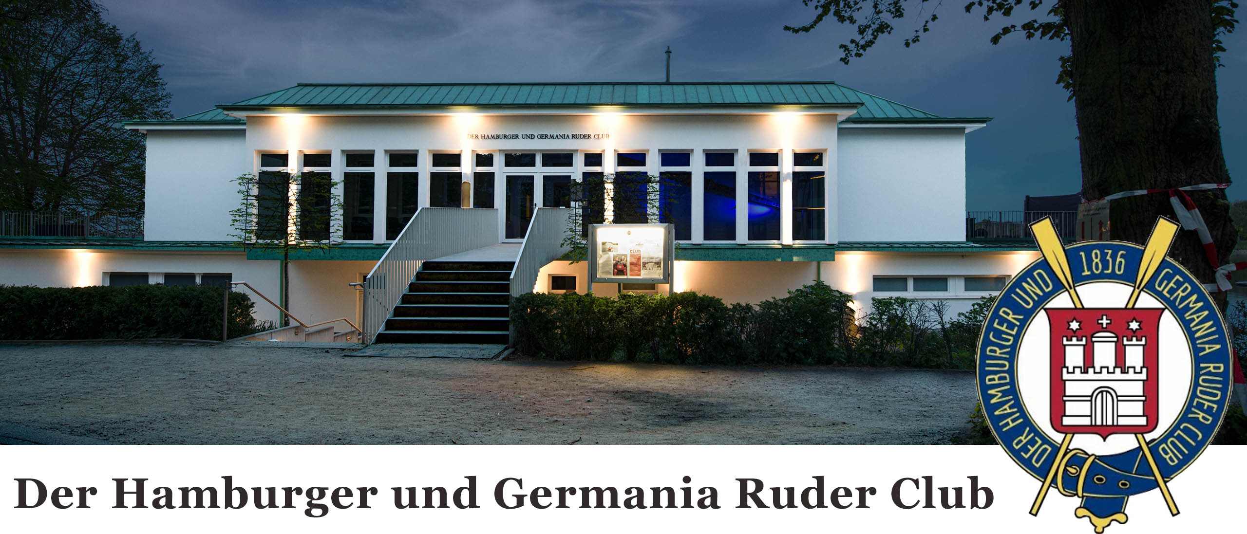 Der Hamburger und Germania RC Bootshaus u. Wappen